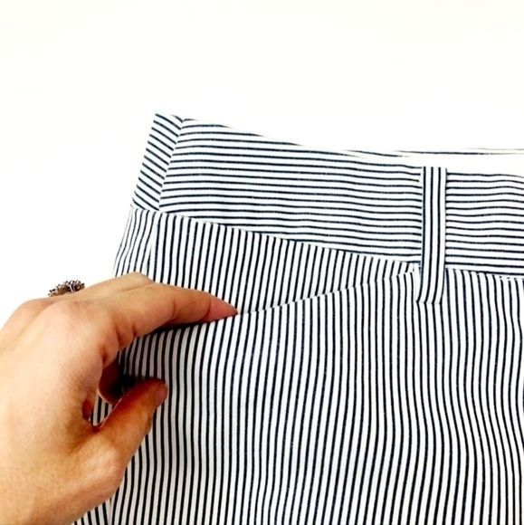 Talbots Hampshire Ankle Pants Womens Size 16P White Grey Striped Cotton Stretch - Picture 5 of 11